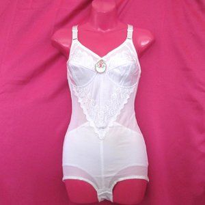 white bodysuit vintage corset girdle bra size 34b shapewear new